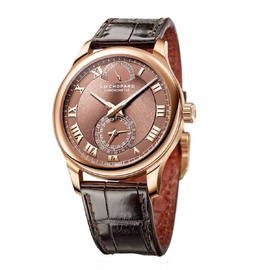 Chopard L.U.C Quattro 18k Rose Gold Sunburst Finish Dial Mens Watch 161926-5003