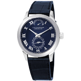 Chopard L.U.C Quattro Blue Dial Platinum Mens Watch 161926-9001