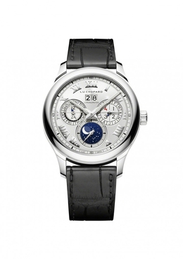 Chopard L.U.C Lunar One Sunray Satin-Brushed Silver Dial Automatic Mens Watch 161927-1001