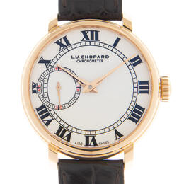 Chopard L.U.C 1963 White Porcelain Dial 18k Rose Gold Automatic Mens Watch 161963-5001