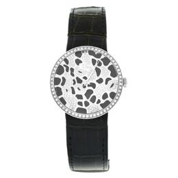 Pre-owned Christian Dior La D De Dior Quartz Diamond Black Dial Ladies Watch CD042113