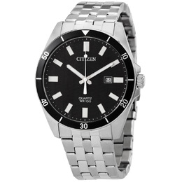 Citizen Quartz Black Dial Stainless Steel Mens Watch bi5050-54e