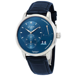 Glashuette Original PanoReserve Hand Wind Blue Dial Mens Watch 1-65-01-26-12-35, Made In Germany