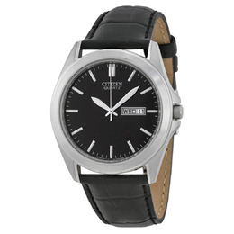 Citizen Black Dial Black Leather Mens Watch bf0580-06e