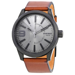 Diesel Rasp Grey Dial Brown Leather Mens Watch dz1764