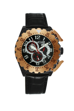 Equipe Paddle Mens Watch Q304 - Black Stainless Steel Case with Ion Plating and Leather Strap