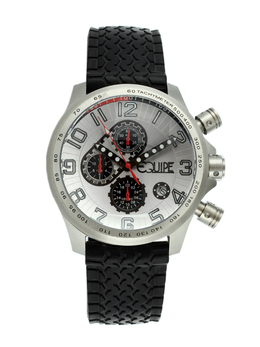 Equipe Hemi Mens Watch q502, Stainless Steel Case, Black Rubber Strap, Analog Chronograph