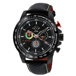 Gevril Scuderia Chronograph Tachymeter Black Dial Mens Watch 9923