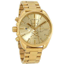Diesel MS9 Lefty Chronograph Mens Watch DZ4475 Yellow Gold Stainless Steel Case Sunray Dial