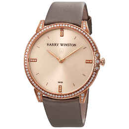 Harry Winston Midnight Champagne Sunray Dial 18kt Rose Gold Diamond Satin Ladies Watch midqhm39rr002