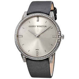 Harry Winston Midnight Silver Dial 18kt White Gold Diamond Stain Watch midqhm39ww002