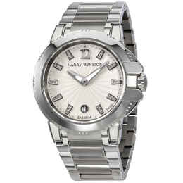 Harry Winston Ocean Sport Silver Diamond Dial Zalium Ladies Watch ocsqhd36zz004