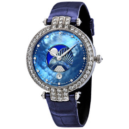 Harry Winston Premier Moon Phase Ladies 18k White Gold Diamond Set Watch prnqmp36ww002