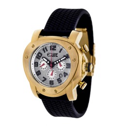 Equipe Grille Chronograph Silver Dial Black Rubber Mens Watch E209