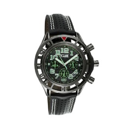 Equipe Chassis Mens Watch E806 - Black Ion-Plated Steel Case with Leather Strap and Chronograph Functions