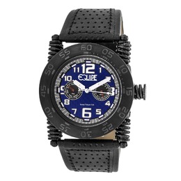 Equipe Mens Watch ET103, Blue Dial, Black Stainless Steel Case with Leather Strap
