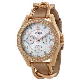 Fossil Riley Multi-Function Sand Dial Bone Leather Ladies Watch es3466