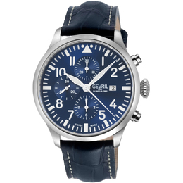 Gevril Vaughn Chronograph Automatic Blue Dial Mens Watch 47101