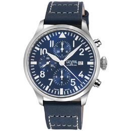 Gevril Vaughn Chronograph Automatic ETA 7750 Blue Dial Mens Watch 47101-1