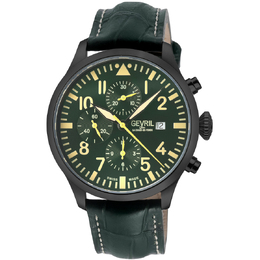 Gevril Vaughn Chronograph Automatic Black Dial Mens Watch 47104