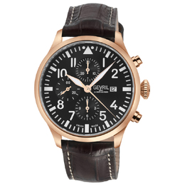 Gevril Vaughn Chronograph Automatic Black Dial Mens Watch 47103-1