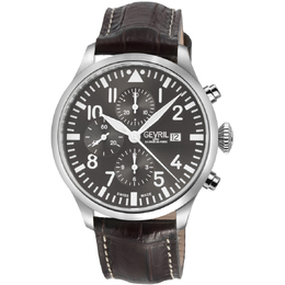 Gevril Vaughn Chronograph Automatic Grey Dial Mens Watch 47102-1
