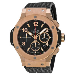 Hublot Big Bang 18kt Rose Gold Black Dial Black Rubber Mens Watch 301PX130RX 301.px.130.rx