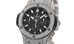 Hublot Big Bang Black Dial Chronograph Stainless Steel Diamond Pave Mens Watch 301SX1170SX2704 301.sx.1170.sx.2704