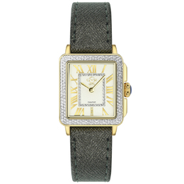 Gevril Padova Ladies Watch Model 12303 - Gold-tone Stainless Steel Case, Black Leather Strap