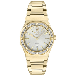 GV2 by Gevril Palmanova - 12702 Ladies Watch with Diamond White Dial and Yellow Gold-Tone Stainless Steel Case