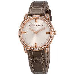 Harry Winston Midnight Champagne Sunray Dial 18kt Rose Gold Diamond Ladies Watch midqhm32rr002