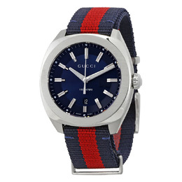 Gucci GG2570 Mens Watch Blue Dial with Red and Blue Striped Nylon Strap YA142304
