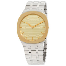 Gucci 25H Quartz Gold Dial Ladies Watch ya163403
