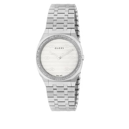 Gucci 25H Quartz Diamond Silver Dial Ladies Watch ya163503