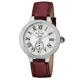 Gevril Astor Quartz White Dial Ladies Watch with Diamond Bezel - Article 9103.4
