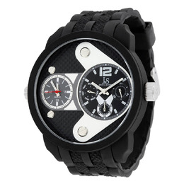 Joshua & Sons Multi-Function Black Dial Black Silicone Mens Watch JS52BK