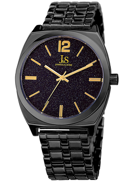 Joshua & Sons Sandstone Dial Mens Watch JX122BK Black Alloy Case with Bezel and Mineral Crystal