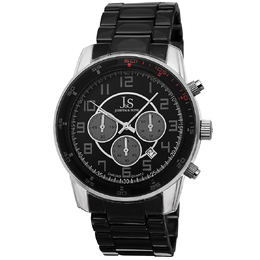 Joshua & Sons Chronograph Mens Watch Black Dial Silver-tone Hands JS67SSB