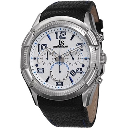 Joshua & Sons Chronograph White Dial Black Leather Mens Watch JS69BU
