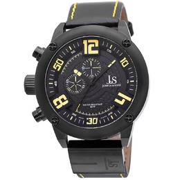 Joshua & Sons Multifunction Black Dial Black Leather Mens Watch JS70YL