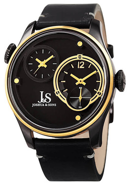 Joshua & Sons Mens Watch jx118bkyg Quartz Black Dual Time Dial