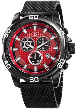 Joshua & Sons Chronograph Quartz Red Dial Mens Watch JX123BKRD