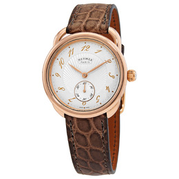 Hermes Arceau Ecuyere Automatic Silver Dial 18kt Rose Gold Ladies Watch 037931ww00