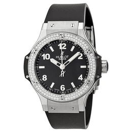Hublot Big Bang Black Dial Diamond Black Rubber Ladies Watch 361.sx.1270.rx.1104