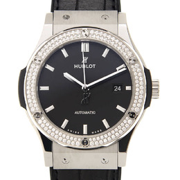 Hublot Classic Fusion Mat Black Dial Automatic Mens Diamond Watch 542.nx.1171.lr.1104