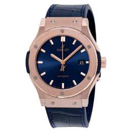 Hublot Classic Fusion Automatic Blue Sunray Dial 18kt Rose Gold Mens Watch 542.ox.7180.lr