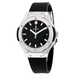 Hublot Classic Fusion Titanium Black Dial Black Rubber Ladies Watch 581NX1171RX 581.nx.1171.rx