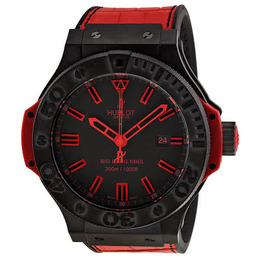 Hublot Big Bang Black Dial Red Leather Strap Mens Watch 322-CI-1130-GR-ABR-10 322.ci.1130.gr.abr10