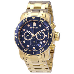Invicta Pro Diver Chronograph Blue Dial 18kt Gold-plated Mens Watch 0073