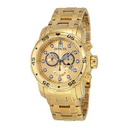 Invicta Scuba Pro Diver Chronograph Gold Dial Gold-tone Mens Watch 0074